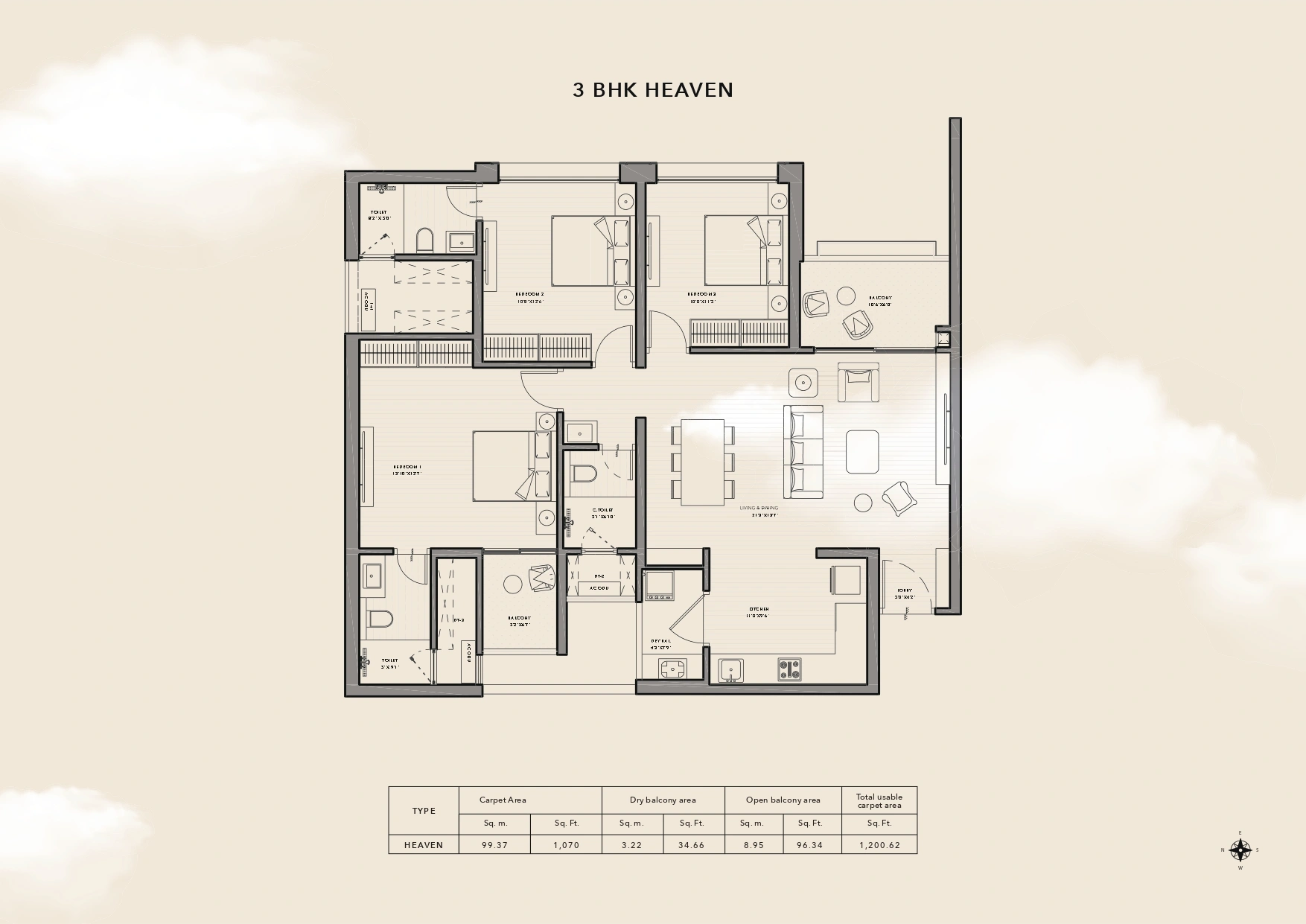 Floor plan of Kunal Group Canary the Sky — photo gallery, images, brochure, amenities, cost sheet, price breakup, availability details, RERA number, RERA certificate, possession date, layout plan, logo, floor plan, master plan, and location map showcasing project highlights and features.