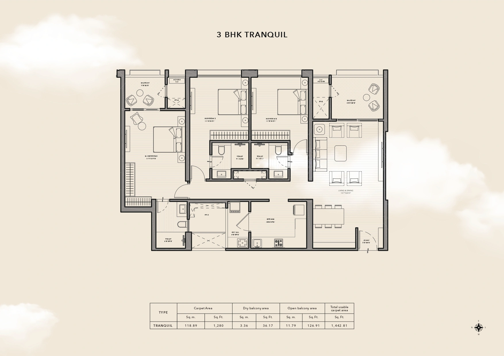 Floor plan of Kunal Group Canary the Sky — photo gallery, images, brochure, amenities, cost sheet, price breakup, availability details, RERA number, RERA certificate, possession date, layout plan, logo, floor plan, master plan, and location map showcasing project highlights and features.